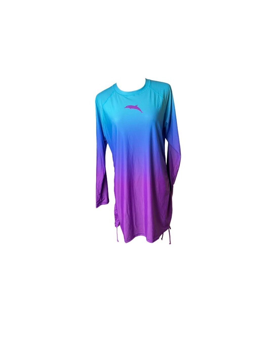 HALCURT Blue Purple Ombre Long Sleeve Swim Shirt UPF 50+ SZ XL
